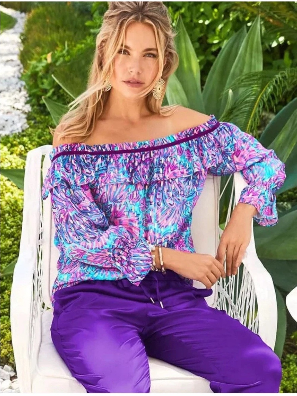 NEW Lilly Pulitzer CEECEE TOP Turquoise Oasis Shelleidoscope Pink Gold XL